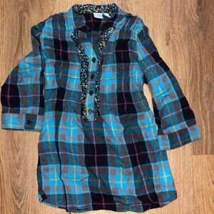 Plaid Kids Dress - Blue and Black